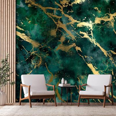 Cool Wallpapers Wall Mural Abstract Marble Green Wall Covering Sticker Peel and Stick Removable PVC/Vinyl Material Self Adhesive/Adhesive Required Wall Decor for Living Room Kitchen Bathroom
