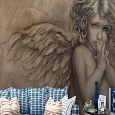 Cool Wallpapers Wall Mural Vintage Angel 3D Wallpaper Wall Sticker Covering Print Adhesive Required 3D Effect Canvas Home Décor