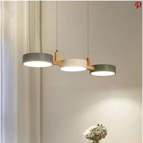 LED Pendelleuchte Modern Holz 77cm Kabel verstellbar 3000-6000K 3-flammige Pendelleuchte für Küche Esszimmer Hotel Bekleidungsgeschäft Restaurant (Leuchtmittel inklusive) Image