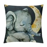 Creowell Personalized Pillow Cases with Names Elephant Custom Pillow Case Cover Throw Pillow Covers Pillowcase White