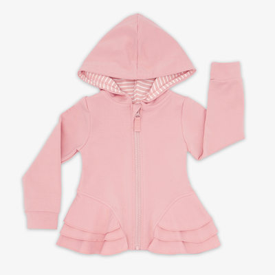 Mauve Blush Peplum Hoodie - 6-12 months