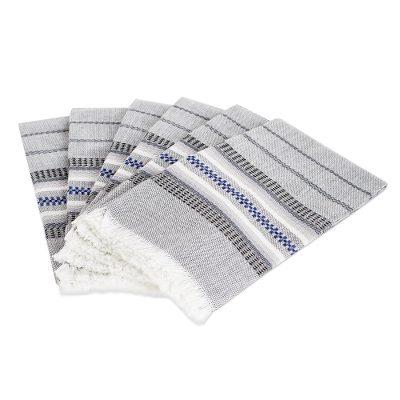 Culinary Inspiration in Grey,'Handmade Cotton Napkins (Set of 6)'