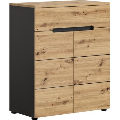 Schuhkommode INOSIGN "REHAT, TOPSELLER, Breite 80cm, 2 Türen, 1 Schubkasten, 4 Fächer", grau (basalt grau, artisan nachbildung), B:80cm H:94cm T:37cm, FSC-zertifizierter Holzwerkstoff, Sideboards, Schuhschrank, Kommode, Garderobenschrank, Anrichte Image
