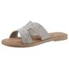 Pantolette TAMARIS, Damen, Gr. 41, silber (silberfarben), Leder, elegant, Schuhe, Blockabsatz, Festtagsschuh, Sommerschuh in funkelnder Optik