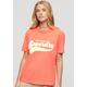 Print-Shirt SUPERDRY "RETRO FLOCK RELAXED T SHIRT" Gr. L, rot (neon red) Damen Shirts Jersey