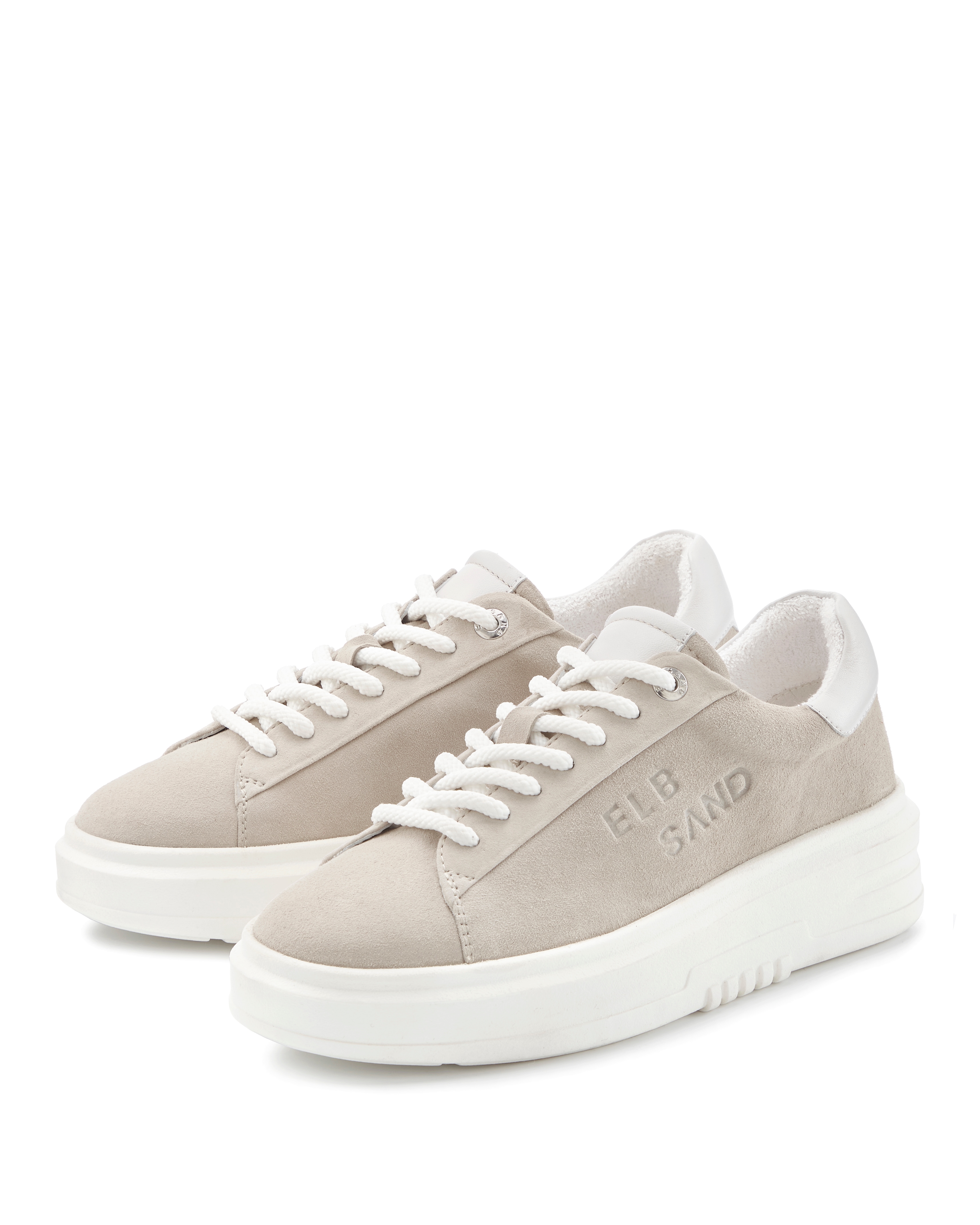 Sneaker ELBSAND "Schnürschuh", Damen, Gr. 36, grau (taupe), Obermaterial: 95% Ziegenleder, 5% Schafsleder. Decksohle: 100% Schafsleder. Futter: 100% Lederimitat. Laufsohle: 100% Synthetik, unifarben, Schuhe Sneaker, Schnürhalbschuh,Freizeitschuh aus...