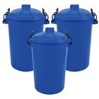 JMS we create smile 85L Litre Extra Large Dustbin Heavy Duty Plastic Refuse Rubbish Bin Clip Locking Lid Indoor/Outdoor Waste Trash Can Coloured bin Animal Feed Storage Bin (3, Blue)