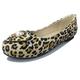 Gicoiz Office Flats Womens Work Comfy Round Toe Dolly Shoes Closed Toe Loafers Work Lovely Ballet Casual Girls Shoes Leopard-Yellow Size 8-43
