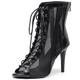 Women's Professional Dance Stiletto High Heel Sandal Boots Sexy Comfortable Mesh Peep-toe High Top Lace-up Mid Calf Boots Ballroom Dance Modern Jazz Latin Shoes With Zipper ( Color : Black , Size : 4.