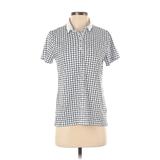 Lands' End Short Sleeve Polo Shirt: Blue Checkered/Gingham Tops - Women's Size Small