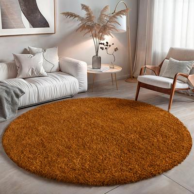 Hochflor-Teppich MY HOME "Banji", gold (goldgelb), B:120cm H:37mm L:120cm Ø:120cm, Polypropylen (PP), Teppiche, Uni Farben, weich und flauschig, auch als rechteckig erhältlich Image