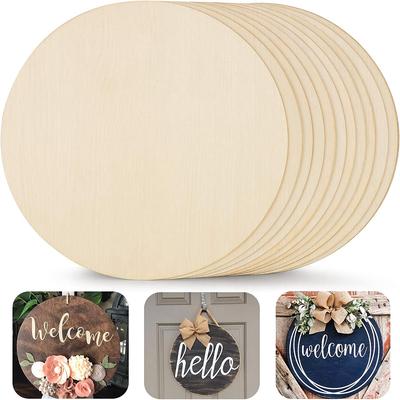 TEMU 10pcs Wood Circles For Crafts, Unfinished Wood Blank Rounds Wooden Cutouts For Crafts, Door Hanger, Door Design, Wood Burning Image