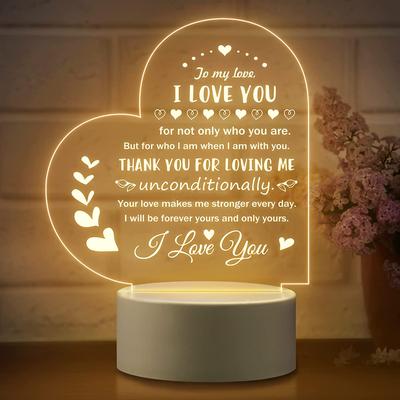 1pc Romantic Gifts For Her Anniversary, Birthday Wife Husband Girlfriend Boyfriend - To My Love Beautiful Packed Night Light Best Valentine's Day Christmas I You Him