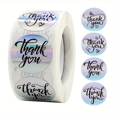 TEMU 500pcs Thank You Stickers Gift Sealed Silvery Laser Cut Stickers Holiday Birthday Party Gift Decoration Labels Image