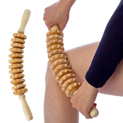 1pc Wood Massage Roller Tool, Handheld Cellulite Trigger Point Stick Lymphatic Drainage Anti Cellulite Muscle Release Roller