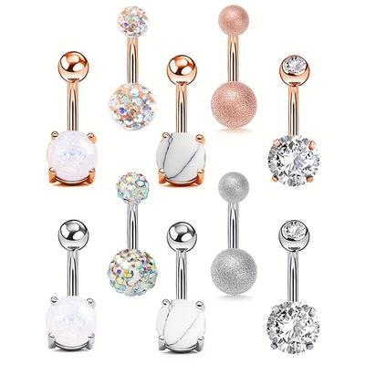 5pcs Belly Button Ring Set Inlaid Shiny Zircon Bel...