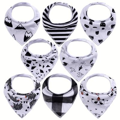 8pcs Baby Cotton Absorbent Bandana Bibs For Drooling Teething