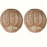 """2pcs Rattan Pendant Lamp Shade, Rattan Basket Chandelier Lamp Shade, Woven Lampshade Light Fixture Rattan Shade For Home Restaurant Cafe Teahouse Decoration, 5.89""w X 5.51""h"""