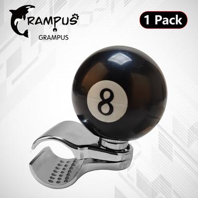 TEMU Grampus 8 Ball Steering Wheel Knob Spinner - 360° Rotation, One-handed Drive Reversing Operation, Stainless Steel & Resin, Black With 8 Design, Fit For Boats & Tractors Image