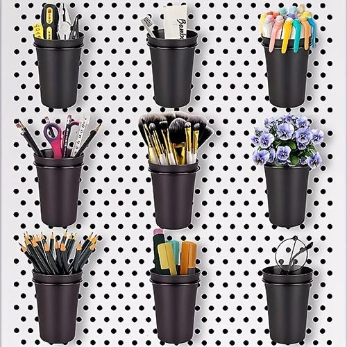 6pcs Pegboard Bins With Rings, Ring Style Pegboard Hooks With Pegboard Cups, Pegboard Cup Holder Accessories For Organizing Storage