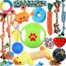20 Pcs Dog Toys, Puppy Chew Toys For Fun And Teeth Cleaning, Dog Squeak Toys, Treat Dispenser Ball, Tug Of War Toys, Puppy Teething Toys, Dog Rope Toys Pack For Medium To Small Dogs