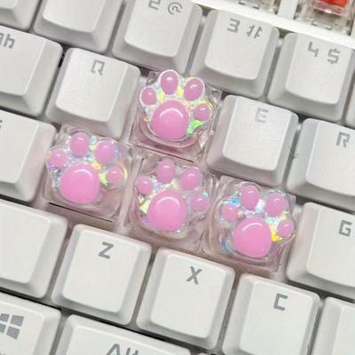 Upgrade Your Keyboard With These 4pcs Translucent Cat Paw Keycaps - Perfect For !
