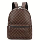 Simple Pu Leather Casual Geometric Pattern Backpack, Computer Bag, Travel Bag