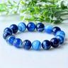 1pc Ocean Blue Agate Bracelet - Ocean Blue Bead Agate Gemstone Bracelet Agate Bracelet