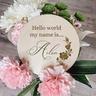 Floral Customized Birth Announcement Plaque, Wooden Bohemian Photo Props, Personalized Engraved Wooden Announcement Sign