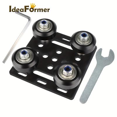 TEMU 1 Set Ideaformer Big V-wheel Plate 2020 Pre Assembled V-slot Gantry Plate With Pom Wheels, Compatible With 2020 Series V-slot Aluminum Extrusion For 3d Printer And Cnc