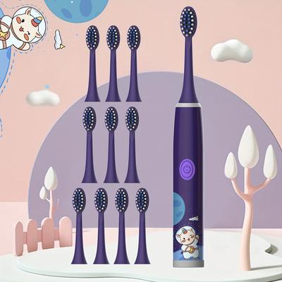 Gentle Purple Space Sheep Electric Toothbrush -11 Brush Heads Included - Ages 3-15 - Battery Not Included