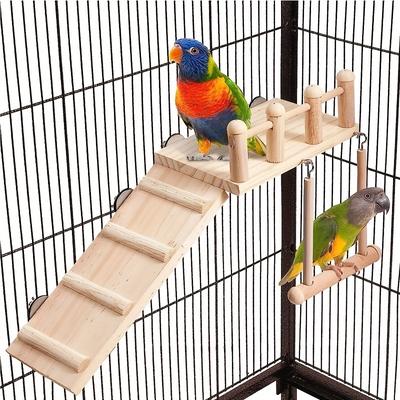 Delight Your Pet Bird With This Fun Platform Swing & Climbing Ladder Set!