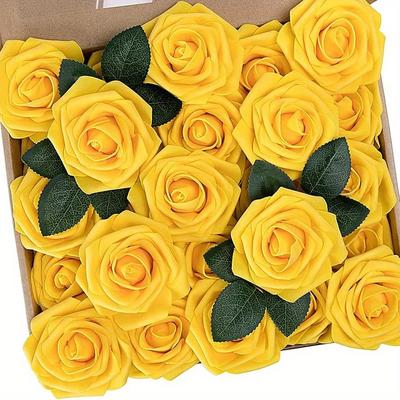 TEMU 25pcs, Artificial Roses Flowers, For Diy Wedding Bouquets Boutonnieres Centerpieces Bridal Shower Party Home Decorations, Valentine's Day Gift