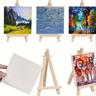 """6 Packs Mini Canvas And Easel Set Mini Canvas Panels Mini Wood Easels, Canvas Size Is 4"""" X 4""""; Easel Size Is 3.1"""" X 5.9"""" For Painting, Oil Painting And Diy Doodle"""