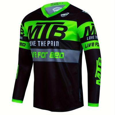 TEMU Men's Cycling Jersey, Quick Dry Breathable Moisture Wicking Long Sleeve Mtb Shirt For Biking Riding Sports Image