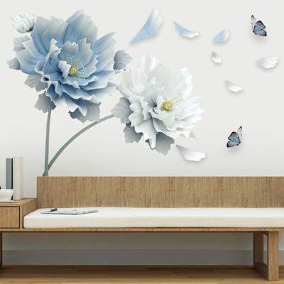 TEMU 1pc Floral Self-adhesive Wall Decal - Contemporary Pvc Sticker For Living Room, Bedroom, And Tv Background Decor Image
