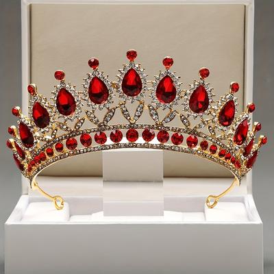 Red Crystal Alloy Headband Queen's Crown Tiara Hea...