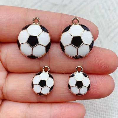 10pcs 2 Sizes Cute Soccer Ball Design Alloy Enamel Charms Pendants For Jewelry Making Diy Bracelets Necklace Pendant Accessories