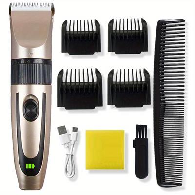 Rechargeable Professional Hair Clipper With Guide Comb And Beard Trimmer For Men - Precision Cutting And Shaving