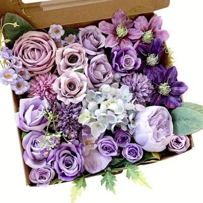 TEMU 1 Pack, Artificial Flower Combo Box Set Mixed Flowers Diy Handmade Wedding Bouquet Decorations Table Center Decorations Party Decorations Cake Baby Shower Home Decorations