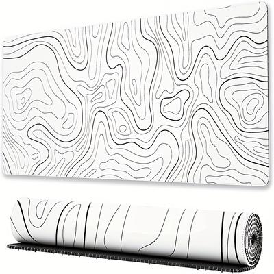 Topographic Mouse Pad, White Extended Gaming Mouse Pad, Topographic Desk Mat Laptop Waterproof Desk Decor For Work, Game, Office, Home - Topographic Contour