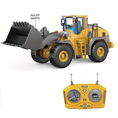 Remote Control Alloy Loader Toy Excavator, Dump Engineering Toy Car, 2.4g 1:20 9 Channels Park Bulldozer