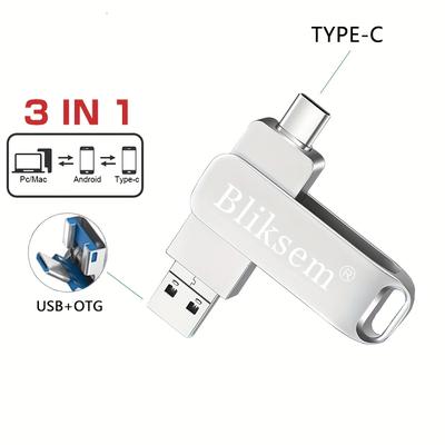 3 In 1 Usb Flash Drives 128gb/64gb, For Pc/type-c/...