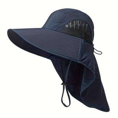 TEMU Uv-resistant Wide Brim Sun Hat For Men And Women - Soft, Breathable Polyester, Ideal For Outdoor Hiking, Fishing, Cycling - Black, Big Brimmed, Spring And Summer, Edges Image