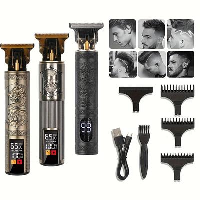 Rechargeable Professional Hair Clipper T-shaped Blade Hair Salon Special Electric Pusher Usb Charging Universal Household Cordless Hair Cutting Tool Beard Shaver Engraving Trimmer