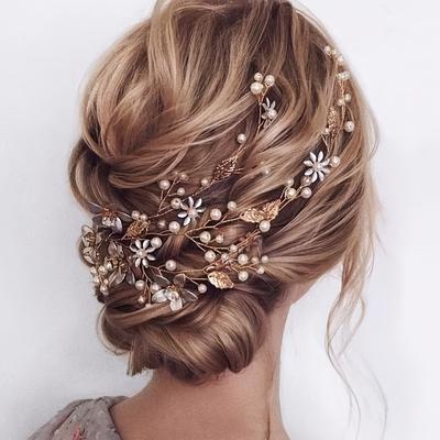 Crystal Bride Wedding Hair Comb Leaf Bridal Headpi...