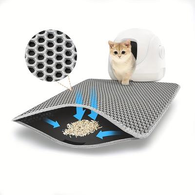 1 Double Layer Cat Litter Mat, Washable Anti-splas...