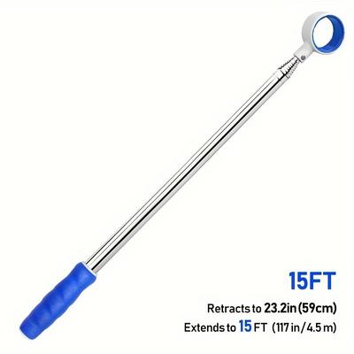 TEMU 6ft/9ft/12ft/15ft Golf Ball Retriever, Stainless Steel Telescopic Golf Ball Picker, Rubber Anti -sliding Handle Grip