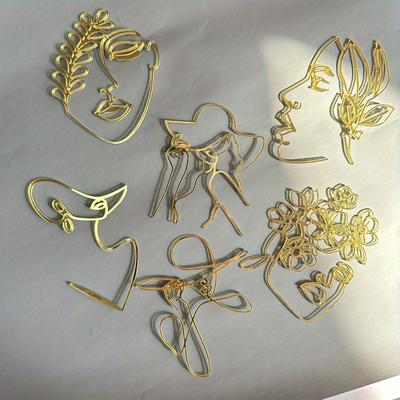 TEMU 6pcs Golden Acrylic Cake Topper Set - Elegant Dessert Decorations For Weddings, Birthdays, Valentine's Day & More - Includes Heart, Flower, And Face Shaped Designs, Wedding Cake Decorations