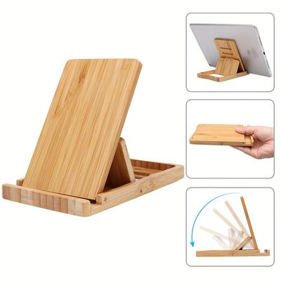 TEMU Bamboo Foldable Phone Stand, Tablet Stand, Office Supplies Stand.